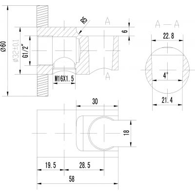 Przyłącze kątowe z uchwytem 120509 Sapho