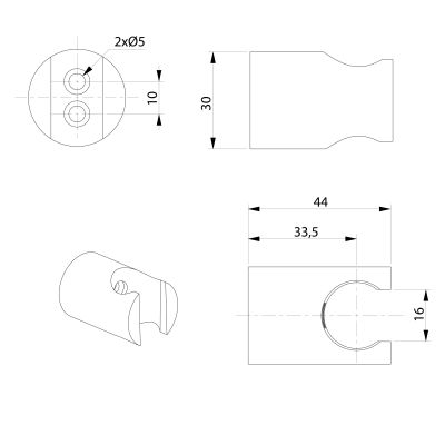 Uchwyt prysznicowy 120515GB Sapho