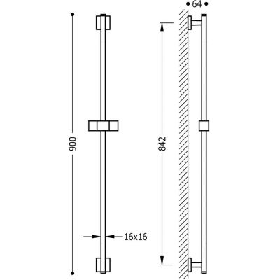 Drążek prysznicowy 84.2 cm 107935 Tres Cuadro-Tres