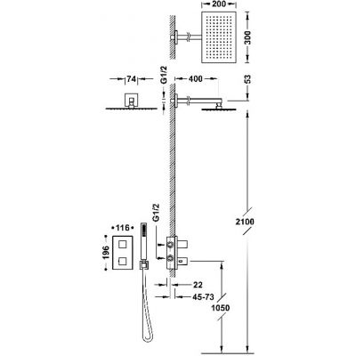 Tres Therm-Box 20225054OR zestaw prysznicowy podtynkowy złoty