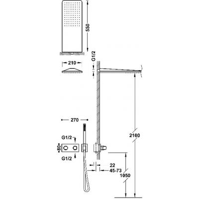 Tres B-System 30725205NM zestaw prysznicowy podtynkowy czarny