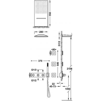 Tres B-System 30725405OM zestaw prysznicowy podtynkowy złoty