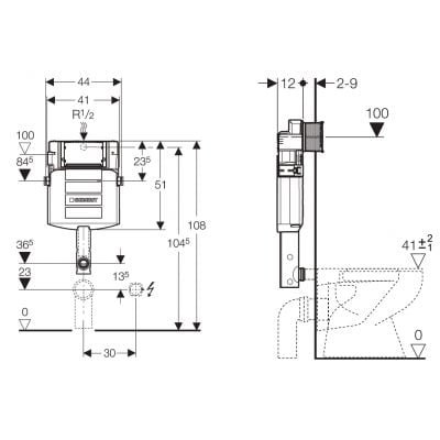 Stelaż podtynkowy do miski stojącej 109300005 Geberit Sigma