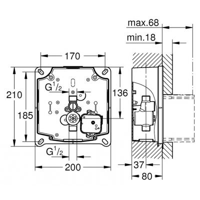 Element podtynkowy baterii 37338000 Grohe Rapido
