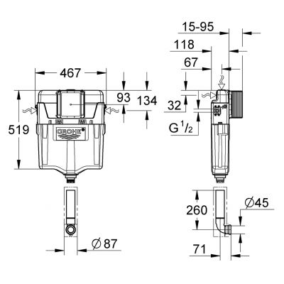 Stelaż podtynkowy do miski wc stojącej 38661000 Grohe