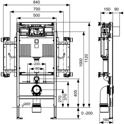 Stelaż podtynkowy do miski wc wiszącej dla niepełnosprawnych 9300381 Tece Profil