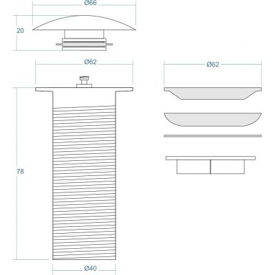 Korek do umywalki MUKKCZARNY Corsan