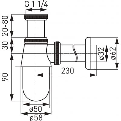 Syfon do umywalki butelkowy czarny S30BL Ferro