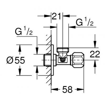 Zawór ścienny kątowy starlight chrome 22032000 Grohe