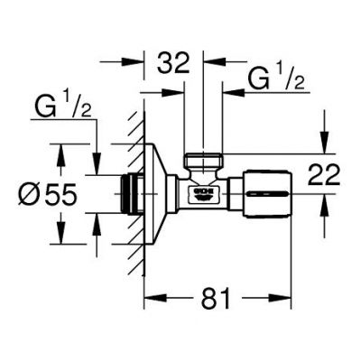 Zawór ścienny kątowy starlight chrome 22043000 Grohe
