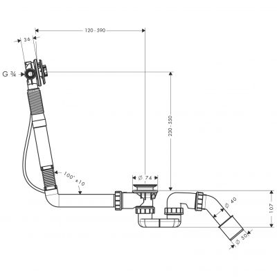 Hansgrohe Exafill 58116180 syfon do wanny