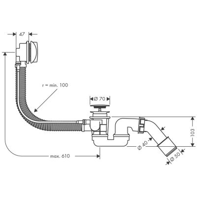 Hansgrohe Flexaplus 58143000 syfon do wanny