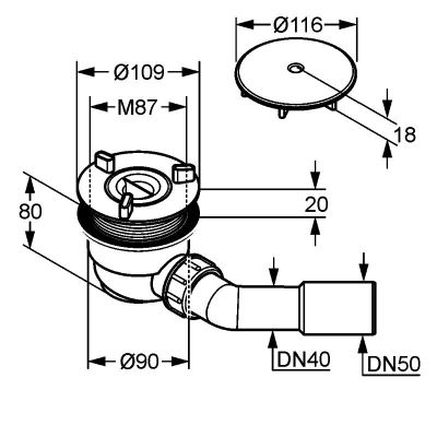 Syfon do brodzika 210980500 Kludi Tasso