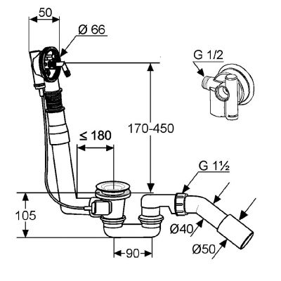 Syfon do wanny 213150000 Kludi Rotexa