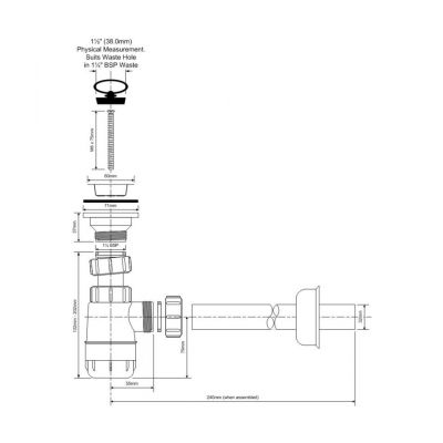 McAlpine HC1L syfon do umywalki butelkowy biały