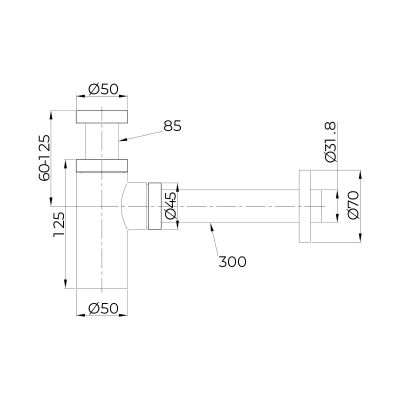 Syfon do umywalki butelkowy chrom 02602100 Oltens Hervik