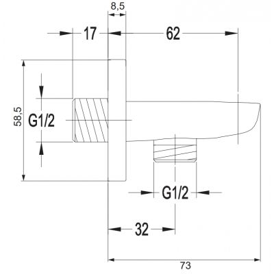Omnires 8879CR przyłącze kątowe z uchwytem