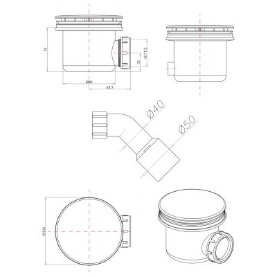 Syfon do brodzika ST799001ST45CR Omnires CGS