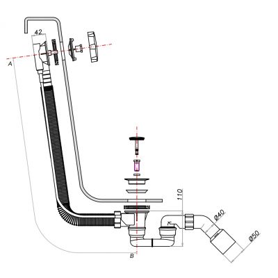 Omnires TK104PLUS34364SBL syfon do wanny