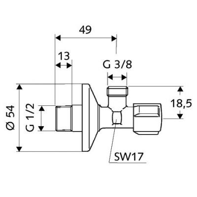 Schell 052120699 zawór ścienny kątowy