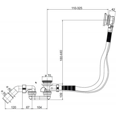 Villeroy & Boch zestaw przelewowo-odpływowy przedłużony chrom U90960461