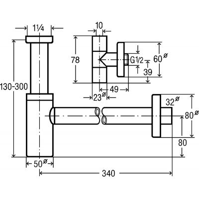 Syfon do umywalki butelkowy chrom 492489 Viega Eleganta