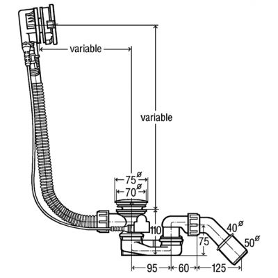Syfon do wanny chrom 728007 Viega Simplex