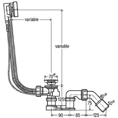 Syfon do wanny chrom 495121 Viega Simplex