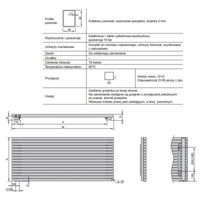 Grzejnik pokojowy 48.6x180 cm podłączenie dolne SR01800048614L071000 Enix Sorento (SR)