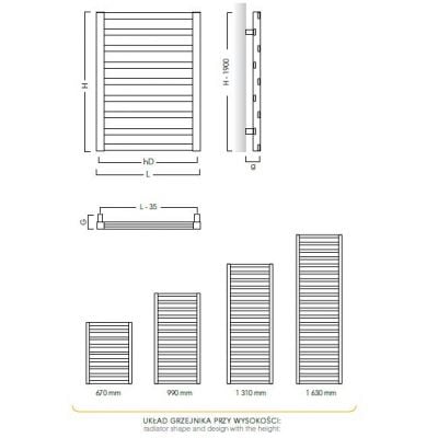 Grzejnik łazienkowy drabinkowy inny 67x40 cm PPY4070C34 Instal Projekt Poppy