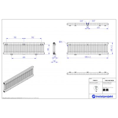 Grzejnik pokojowy 40x139.5 cm podłączenie dolne TUB204030D50 Instal Projekt Tubus 2