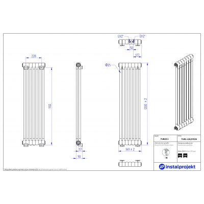 Grzejnik pokojowy 120x34.9 cm podłączenie dolne TUB212007D50 Instal Projekt Tubus 2