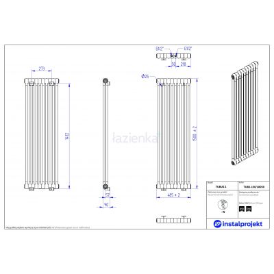 Grzejnik pokojowy 150x48.5 cm podłączenie dolne biały TUB215010D50 Instal Projekt Tubus 2