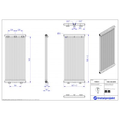 Grzejnik pokojowy 150x66.7 cm podłączenie dolne TUB215014D50 Instal Projekt Tubus 2
