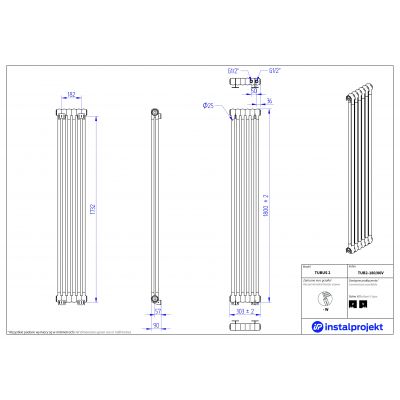 Grzejnik pokojowy 180x30.3 cm podłączenie dolne TUB218006V Instal Projekt Tubus 2