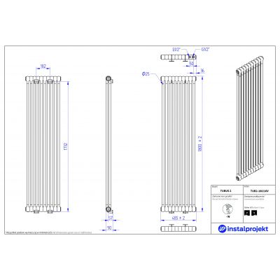 Grzejnik pokojowy 180x48.5 cm podłączenie dolne TUB218010V Instal Projekt Tubus 2