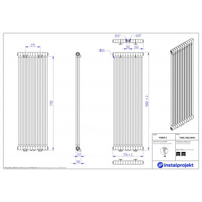 Grzejnik pokojowy 180x57.6 cm podłączenie dolne biały TUB218012D50 Instal Projekt Tubus 2
