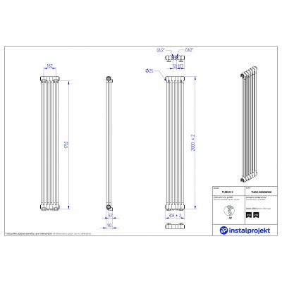 Grzejnik pokojowy 200x30.3 cm podłączenie dolne biały TUB220006D50 Instal Projekt Tubus 2