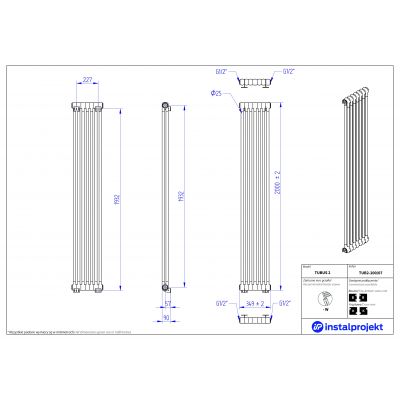 Grzejnik pokojowy 200x34.9 cm podłączenie boczne TUB220007 Instal Projekt Tubus 2