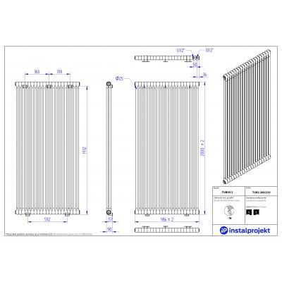 Grzejnik pokojowy 200x98.6 cm podłączenie dolne TUB220021V Instal Projekt Tubus 2