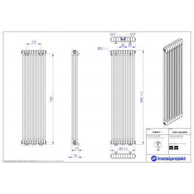 Grzejnik pokojowy 180x48.5 cm podłączenie dolne TUB318010D50 Instal Projekt Tubus 3