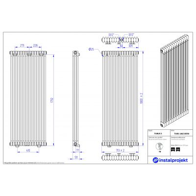 Grzejnik pokojowy 180x71.3 cm podłączenie dolne TUB318015D50 Instal Projekt Tubus 3