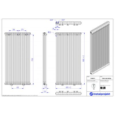 Grzejnik pokojowy 180x89.5 cm podłączenie dolne TUB318019D50L Instal Projekt Tubus 3