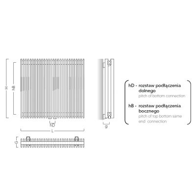 Grzejnik pokojowy 160x51.3 cm podłączenie dolne biały AFRNX16023D50 Instal Projekt Afro New X