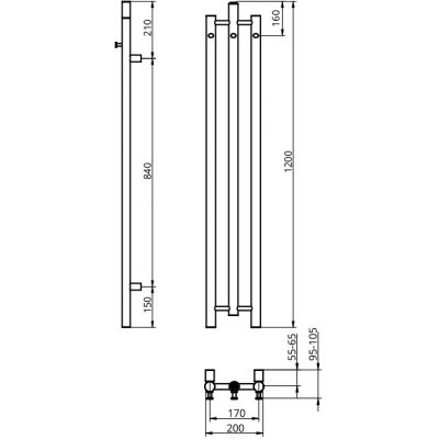 Grzejnik łazienkowy dekoracyjny 120x20.5 cm czarny 5904194692193 LaVita Calentador