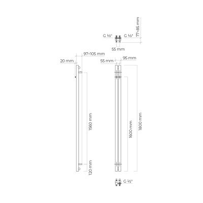 Grzejnik łazienkowy dekoracyjny 180x9.5 cm biały 55010000 Oltens Stang