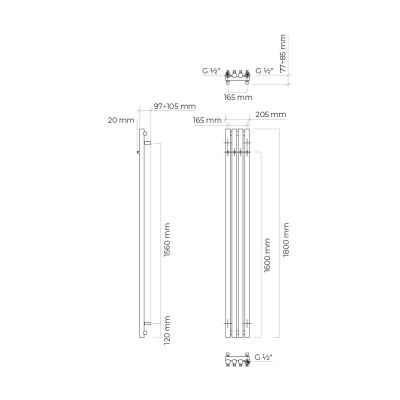 Grzejnik łazienkowy dekoracyjny 180x20.5 cm biały 55012000 Oltens Stang