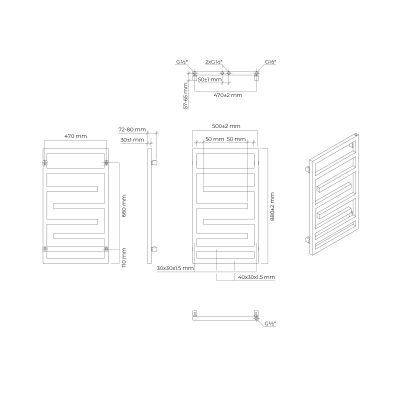 Grzejnik łazienkowy dekoracyjny 88x50 cm czarny 55014300 Oltens Flamma