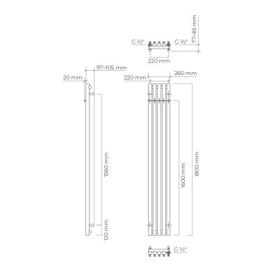 Grzejnik łazienkowy dekoracyjny 180x26 cm czarny 55017300 Oltens Stang