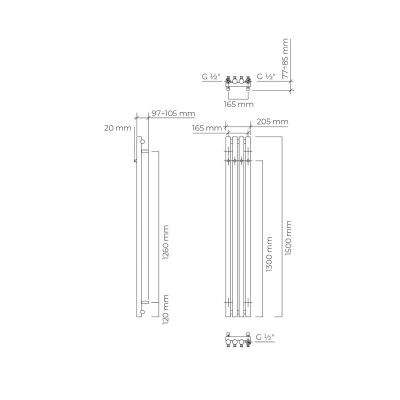 Grzejnik łazienkowy dekoracyjny 150x20.5 cm czarny 55020300 Oltens Stang